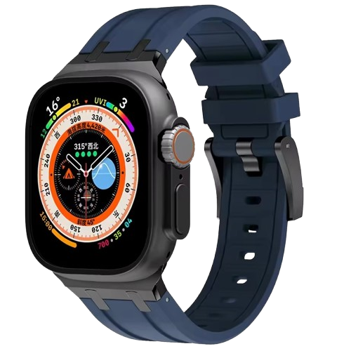 Bracelet en Titanium Black Metal Head Bleu pour Apple watch