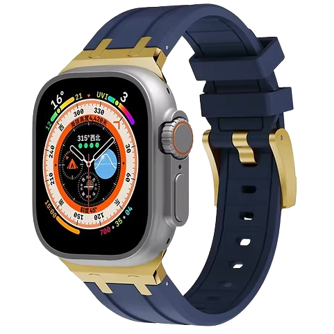 Bracelet en Titanium Gold Metal Head Bleu pour Apple watch