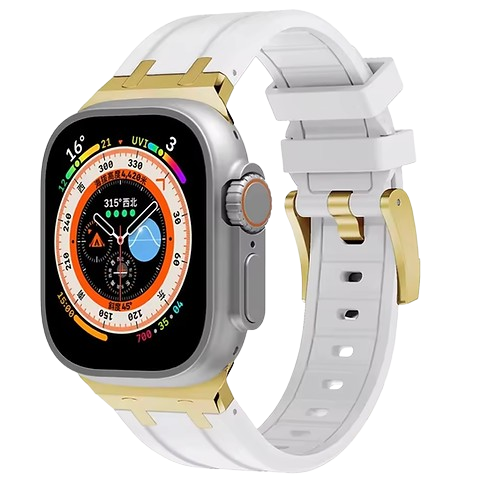 Bracelet en Titanium Gold Metal Head white pour Apple watch