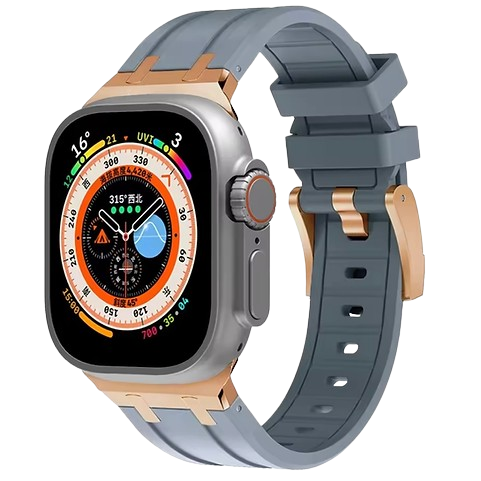 Bracelet en Titanium Rose Gold Metal Head Grey pour Apple watch
