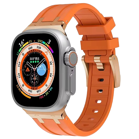 Bracelet en Titanium Rose Gold Metal Head Orange pour Apple watch