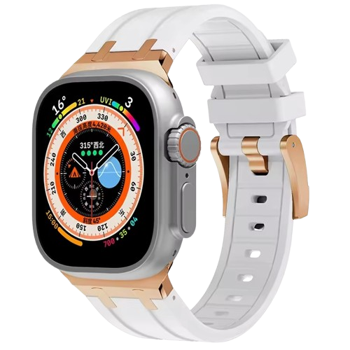 Bracelet en Titanium Rose Gold Metal Head white pour Apple watch