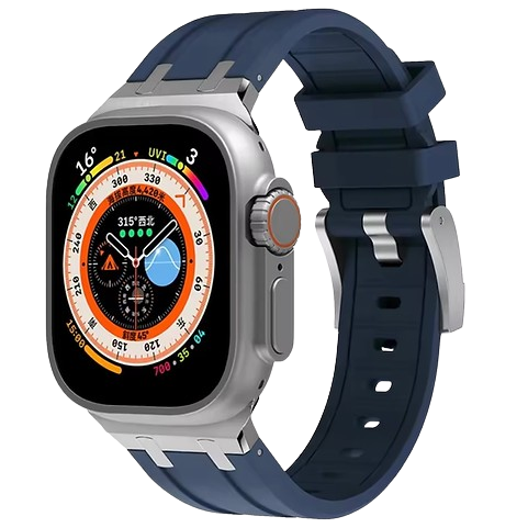 Bracelet en Titanium Silver Metal Head Bleu pour Apple watch 