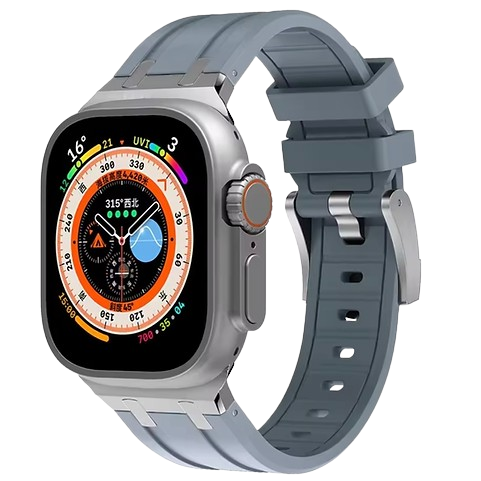 Bracelet en Titanium Silver Metal Head Grey pour Apple watch