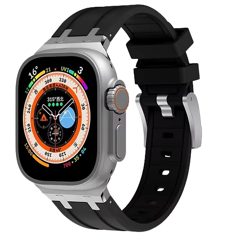 Bracelet en Titanium Silver Metal Head Noir pour Apple watch