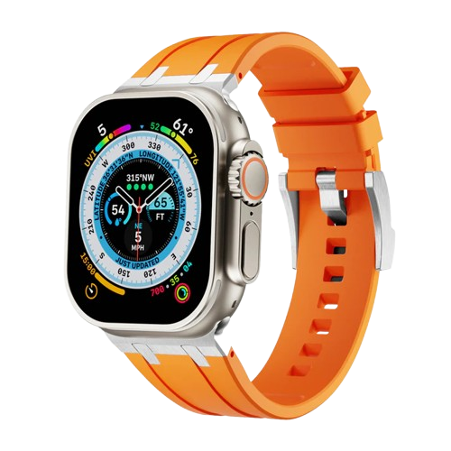 Bracelet en Titanium Silver Metal Head orange pour Apple watch