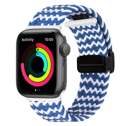 Bracelet en nylon ultra tresse pour Apple Watch Blue White 