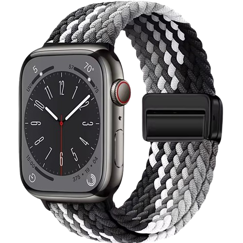 Bracelet en nylon ultra tresse pour Apple Watch Noir blanc