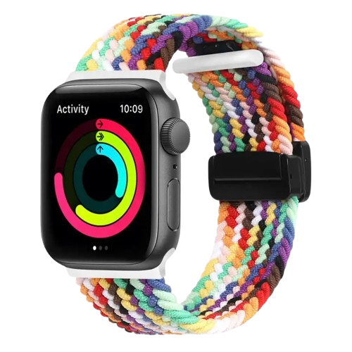Bracelet en nylon ultra tresse pour Apple Watch multicouleur