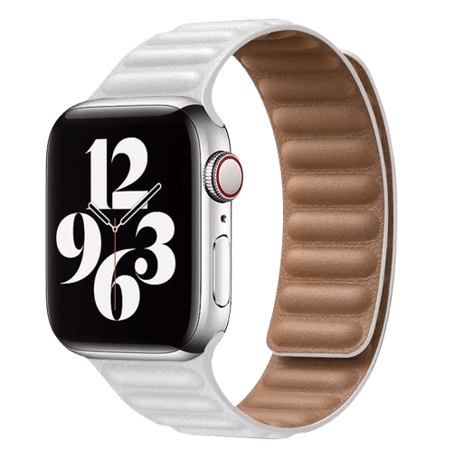 Bracelet Apple watch cuir Blanc Magnetic Loop