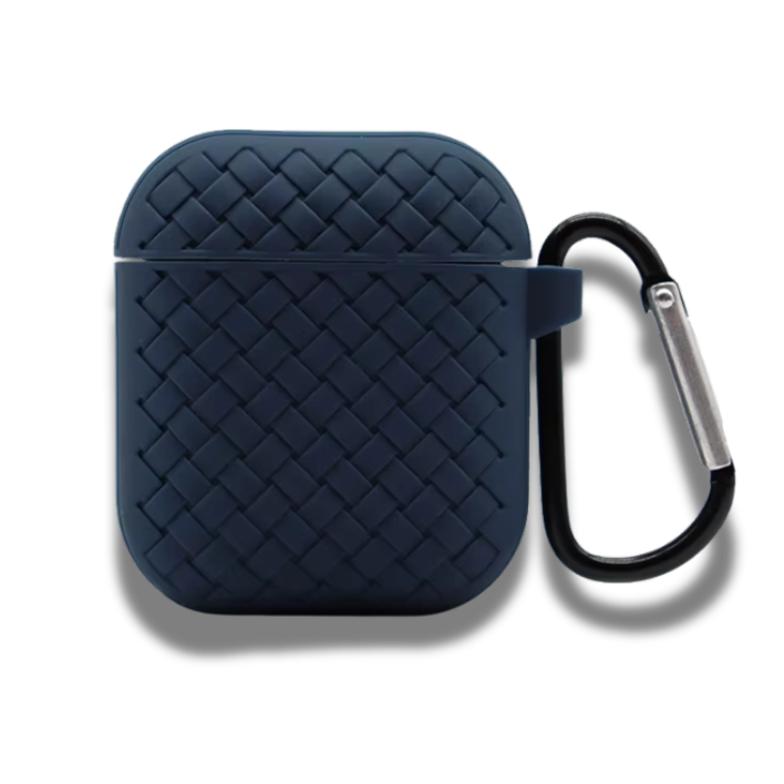 Coque Airpods Weave Pattern Shockproof Bleu Nuit
