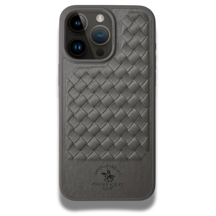 étui iPhone 15 Pro Maroc cuir gris Santa Barbara