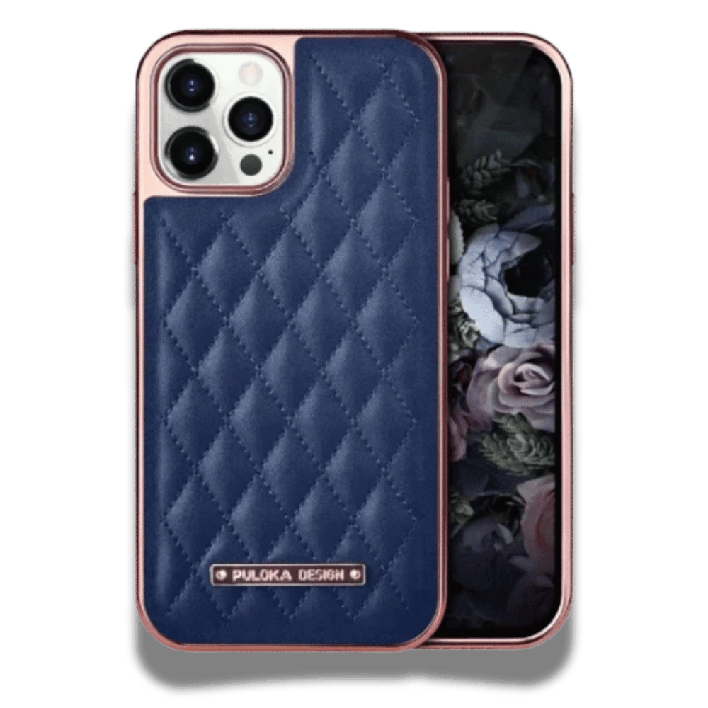 Coque iPhone Puloka en cuir Bleu