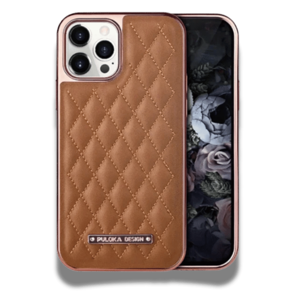 Coque iPhone Puloka en cuir Marron