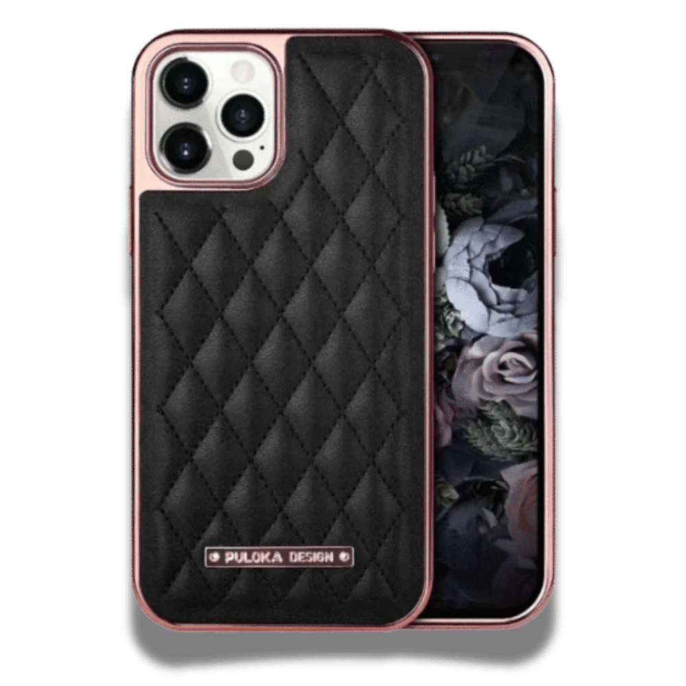 Coque iPhone Puloka en cuir Noir
