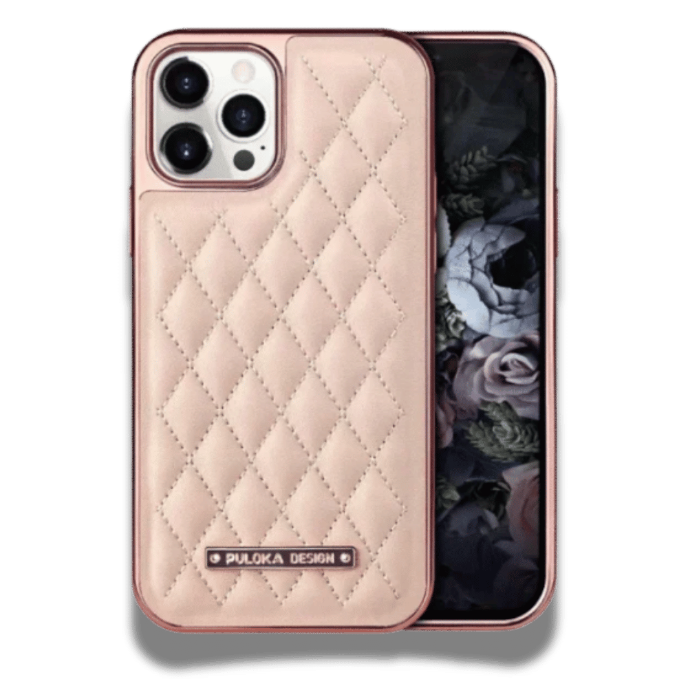Coque iPhone Puloka en cuir Rose
