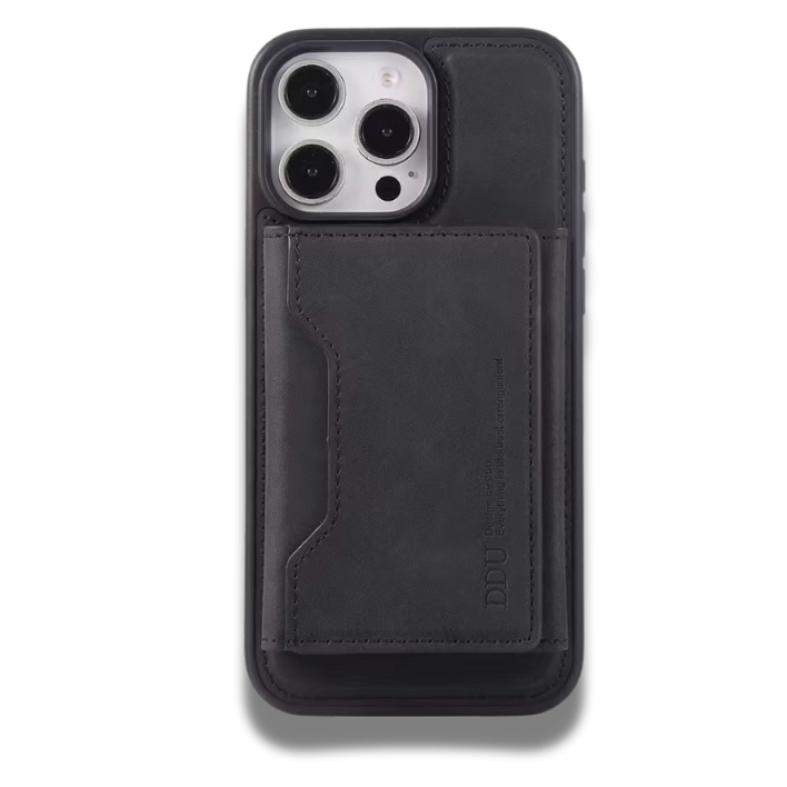 coque iphone en cuir PU avec porte cartes magnétique détachable Noir