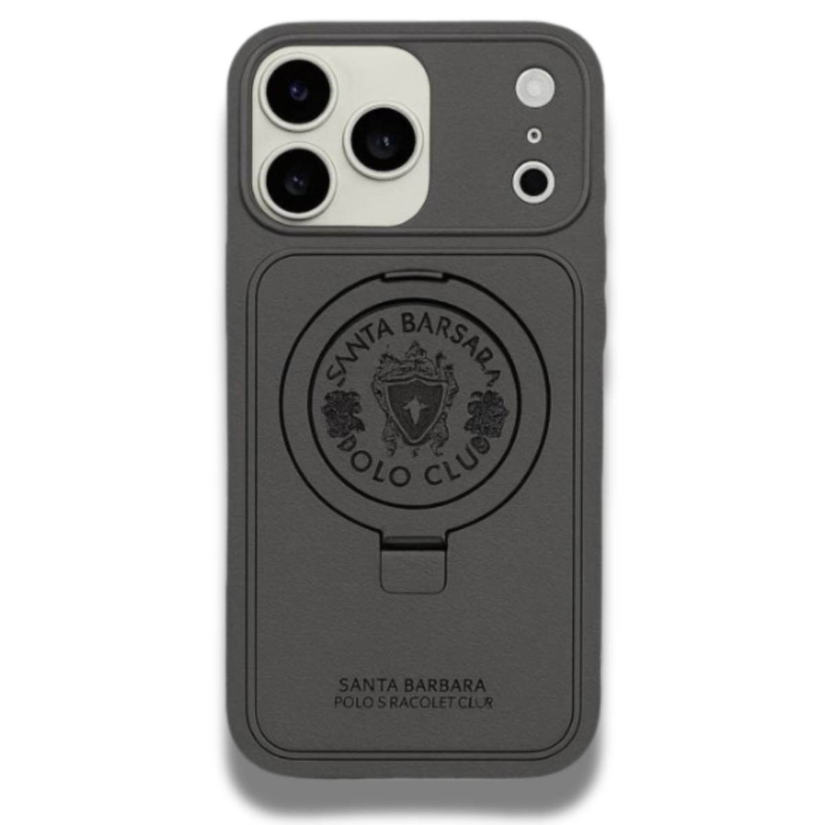 coque iphone Polo & Racquet Santa Barbara Leather Boris Embroidery Grey